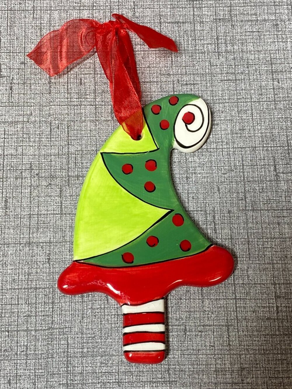 RARE RETIRED BECCA Home ETC Ceramic Christmas Tree Ornament with Ribbon NOS